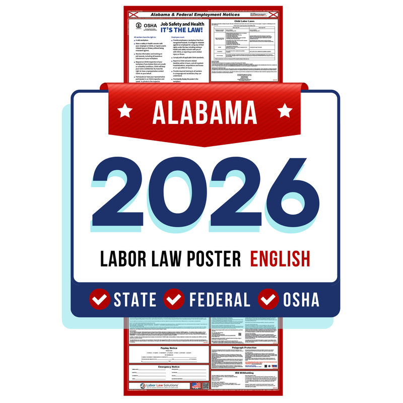 PREORDER 2026 - Alabama State and Federal Labor Law Poster - Non-Laminated Paper