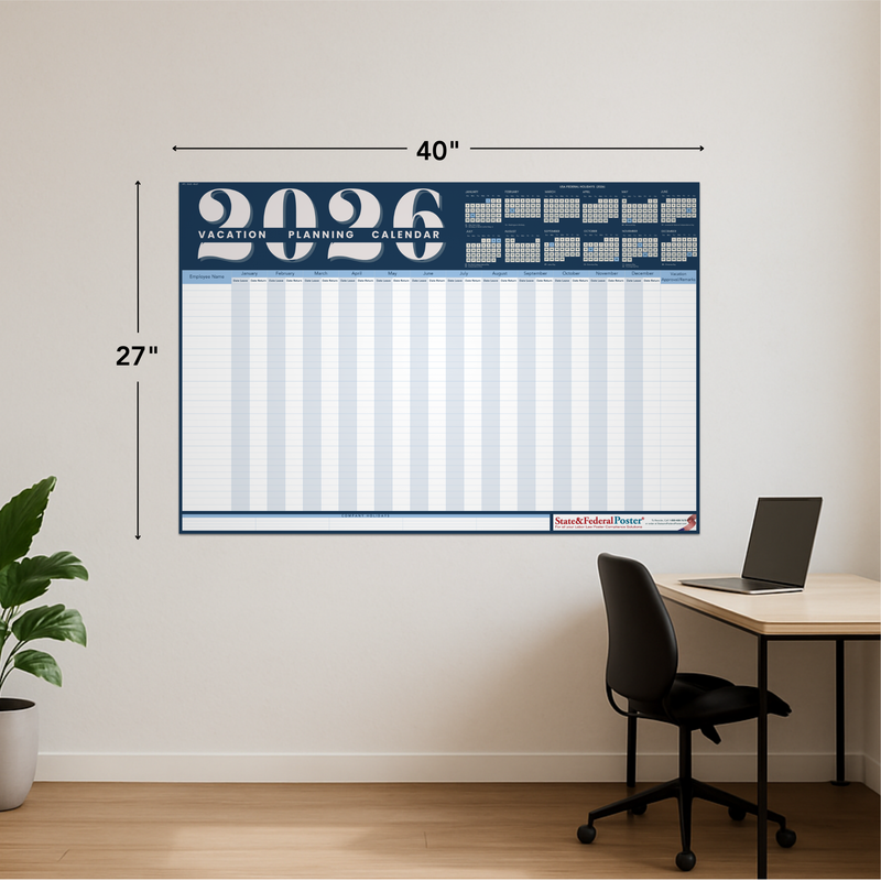 2026 Vacation Planning Calendar - Horizontal (Blue)