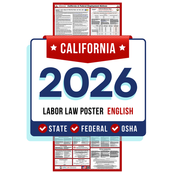PREORDER 2026 - California State and Federal Labor Law Poster- Non-Laminated Paper