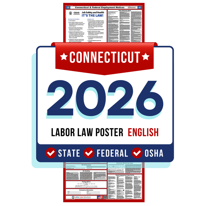PREORDER 2026 - Connecticut State and Federal Labor Law Poster - Non-Laminated Paper