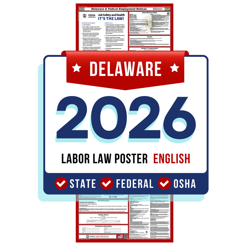 PREORDER 2026 - Delaware State and Federal Labor Law Poster - Non-Laminated Paper