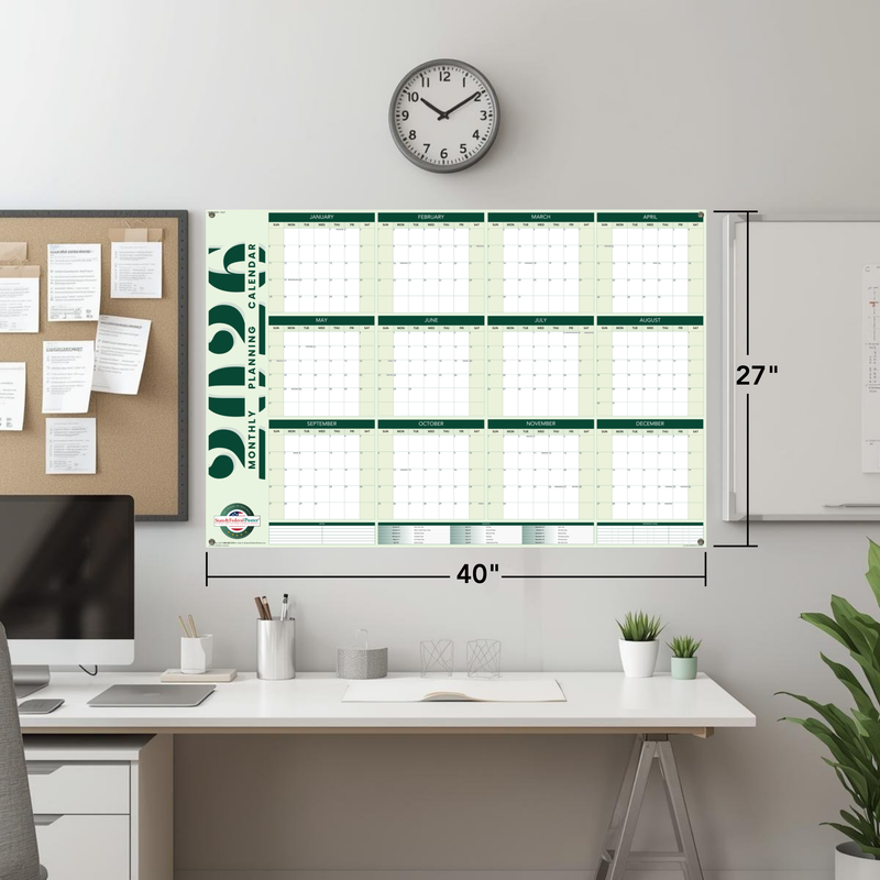 2026 Monthly Planning Calendar - Horizontal (Green)