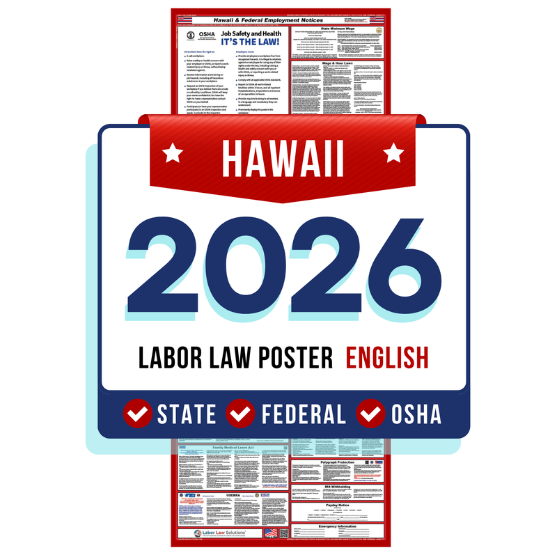 PREORDER 2026 - Hawaii State and Federal Labor Law Poster - Non-Laminated Paper