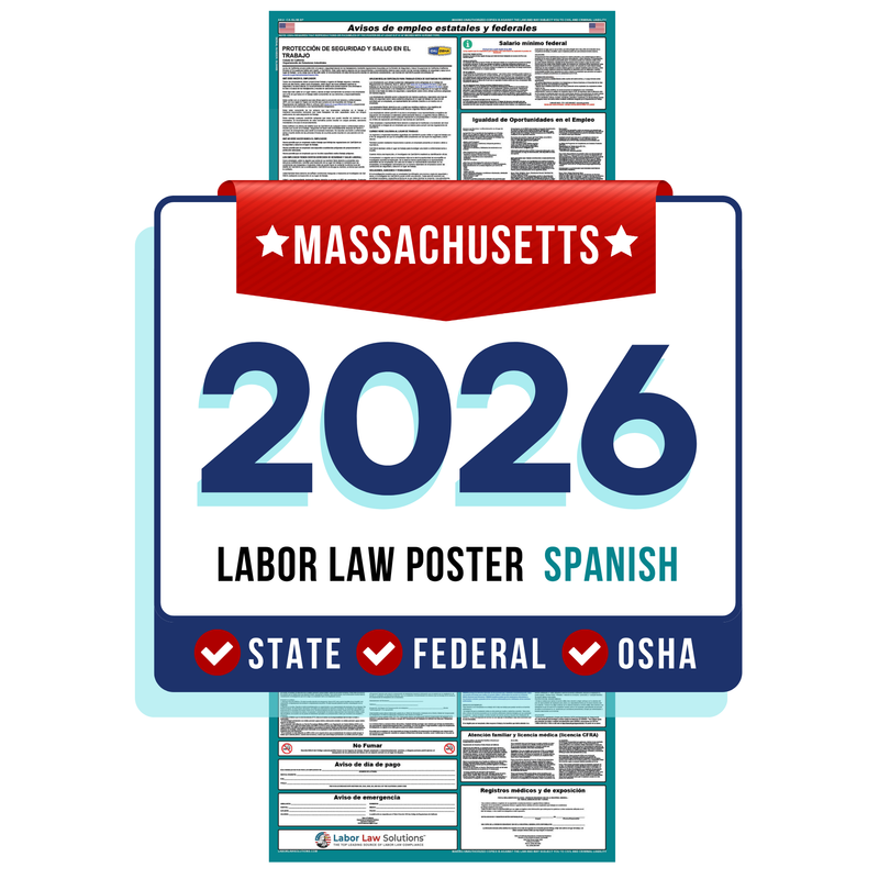 PREORDER 2026 - Massachusetts State and Federal Labor Law Poster - Non-Laminated Paper