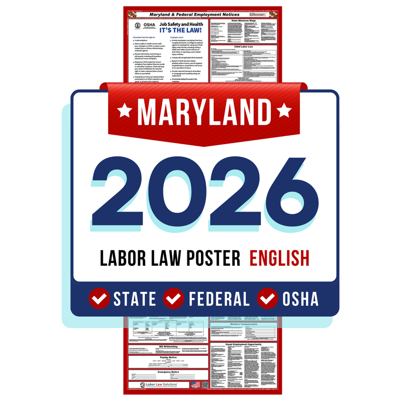 PREORDER 2026 - Maryland State and Federal Labor Law Poster - Non-Laminated Paper