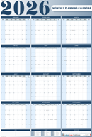 2026 Monthly Planning Calendar - Vertical (Blue)
