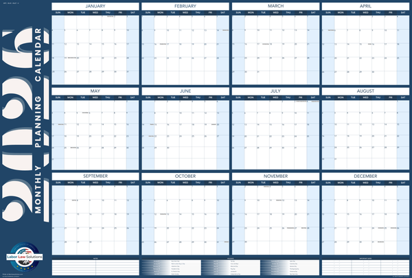 2026 Monthly Planning Calendar - Horizontal (Blue)
