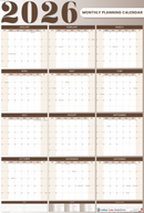2026 Monthly Planning Calendar - Vertical (Brown)