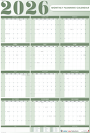 2026 Monthly Planning Calendar - Vertical (Green)