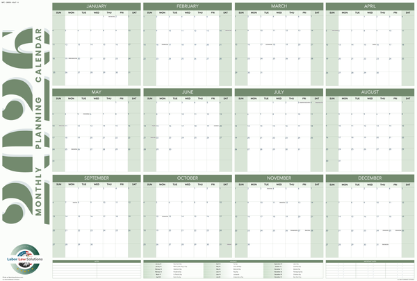 2026 Monthly Planning Calendar - Horizontal (Green)