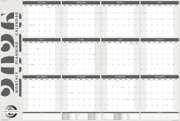 2026 Monthly Planning Calendar - Horizontal (Grey)