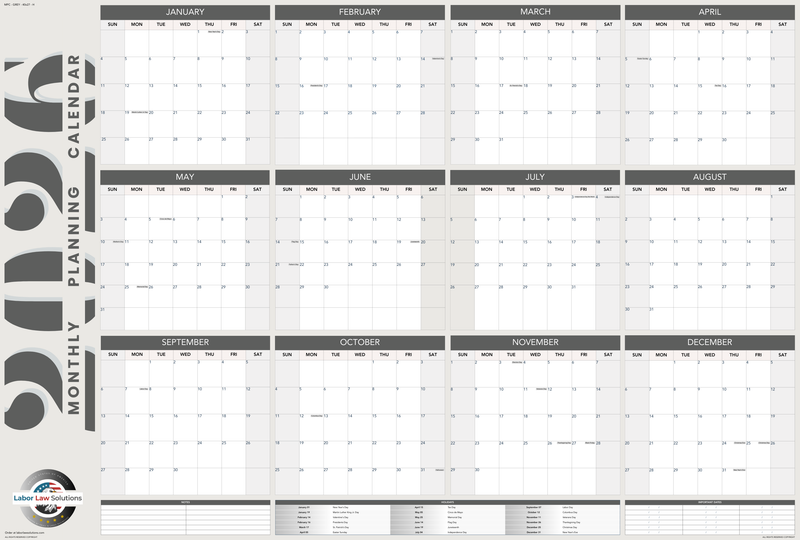 2026 Monthly Planning Calendar - Horizontal (Grey)