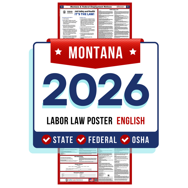 PREORDER 2026 - Montana State and Federal Labor Law Poster - Non-Laminated Paper