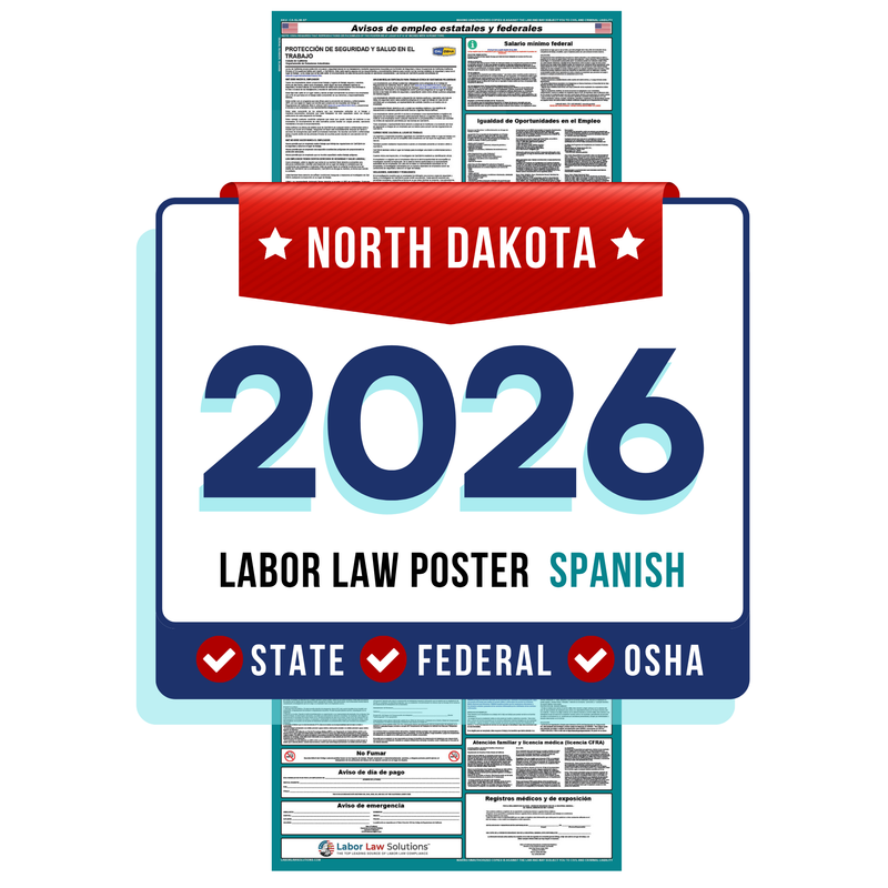PREORDER 2026 - North Dakota State and Federal Labor Law Poster - Non-Laminated Paper