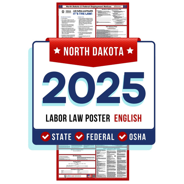 North Dakota State and Federal Labor Law Poster 2025 - Non-Laminated Paper