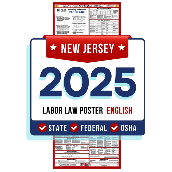New Jersey State and Federal Labor Law Poster 2025 - Non-Laminated Paper