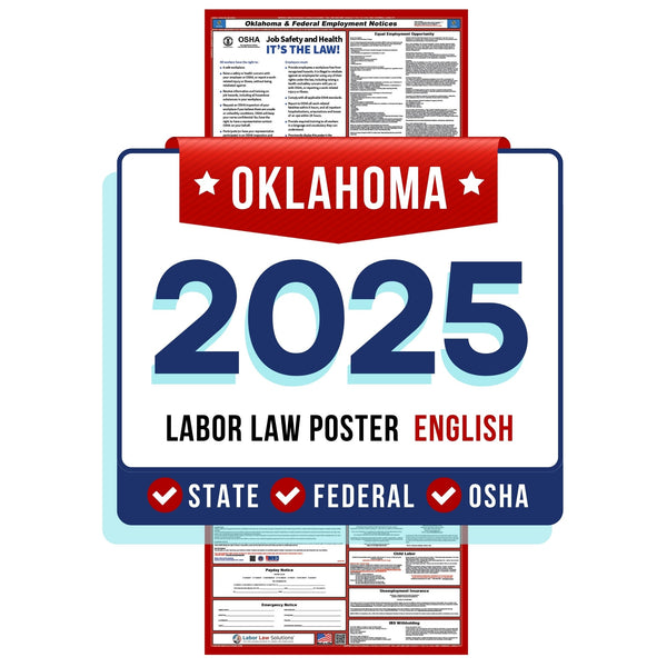 Oklahoma State and Federal Labor Law Poster 2025 - Non-Laminated Paper
