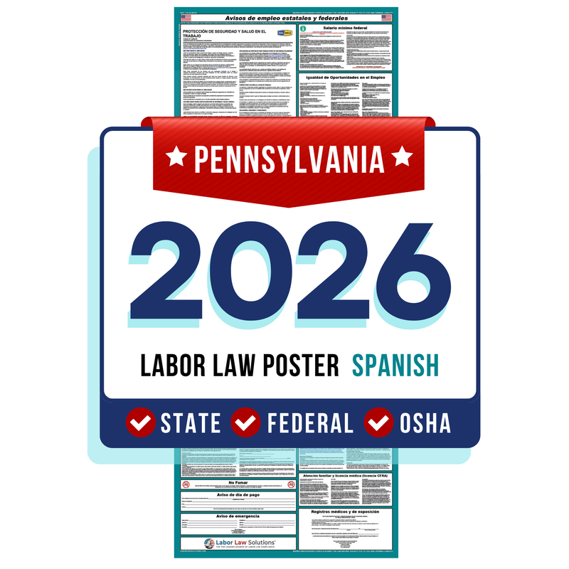 PREORDER 2026 - Pennsylvania State and Federal Labor Law Poster - Non-Laminated Paper