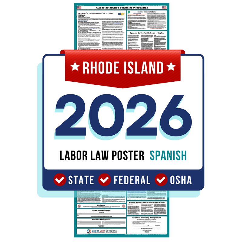PREORDER 2026 - Rhode Island State and Federal Labor Law Poster - Non-Laminated Paper