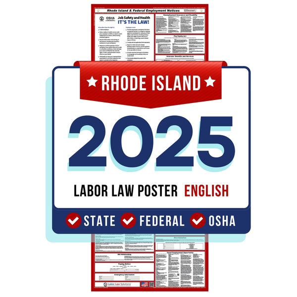 Rhode Island State and Federal Labor Law Poster 2025 - Non-Laminated Paper