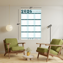 2026 Monthly Planning Calendar - Vertical (Teal)