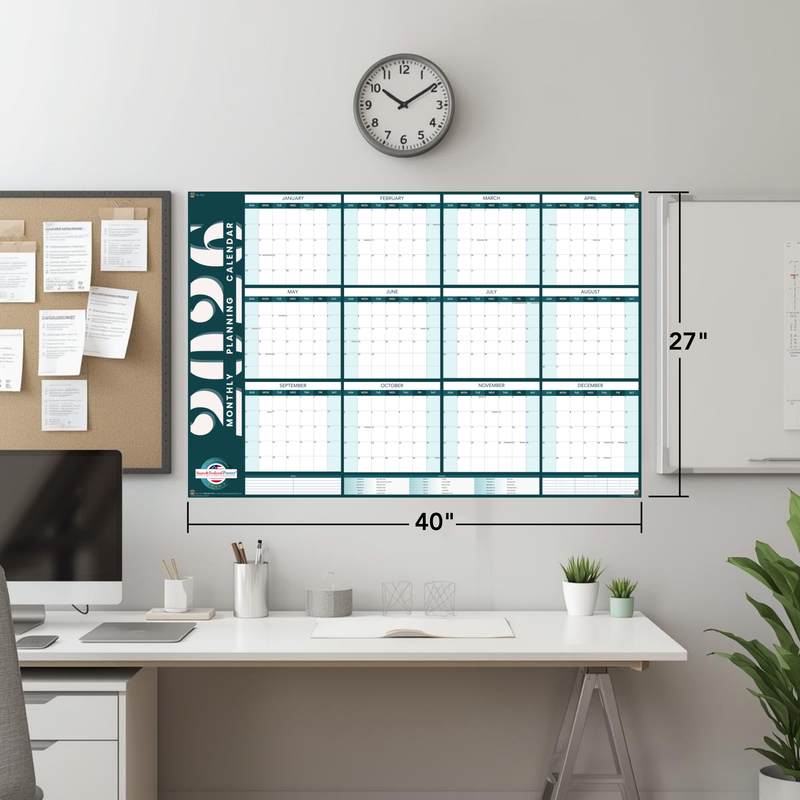 2026 Monthly Planning Calendar - Horizontal (Teal)