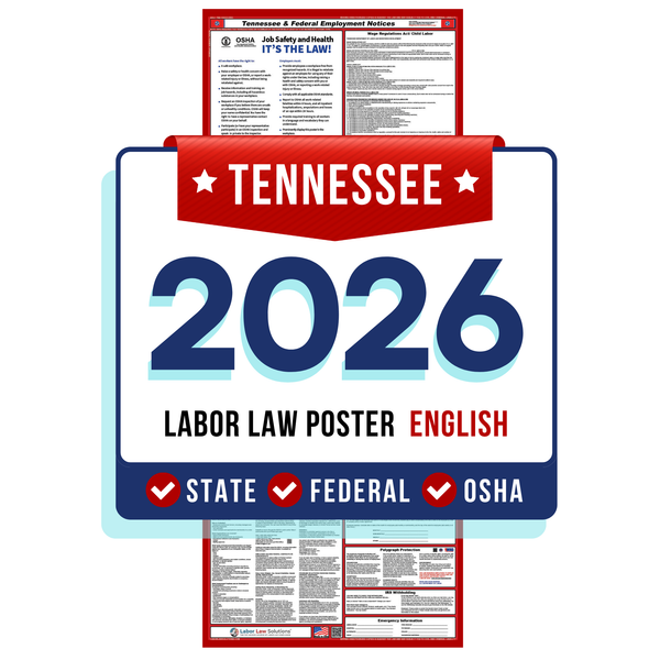 PREORDER 2026 - Tennessee State and Federal Labor Law Poster - Non-Laminated Paper