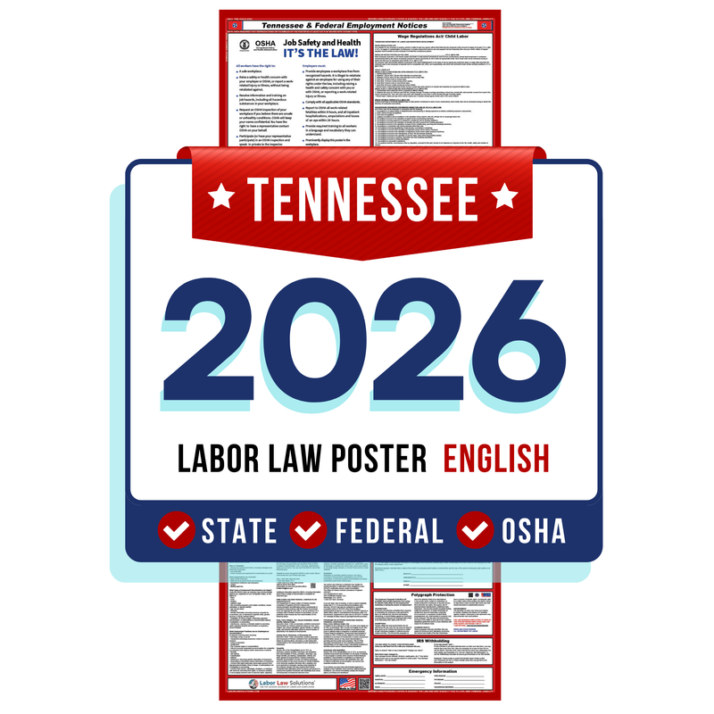 PREORDER 2026 - Tennessee State and Federal Labor Law Poster - Non-Laminated Paper