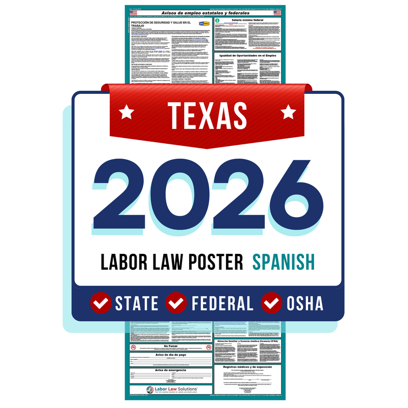 PREORDER 2026 - Texas State and Federal Labor Law Poster - Non-Laminated Paper
