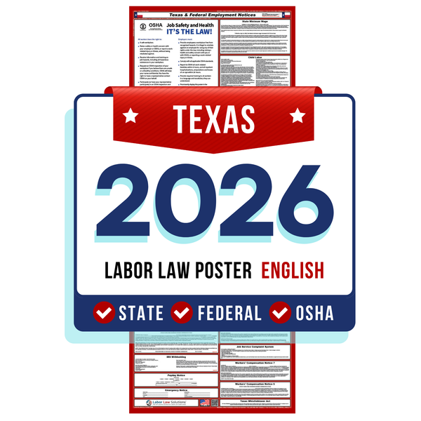 PREORDER 2026 - Texas State and Federal Labor Law Poster - Non-Laminated Paper