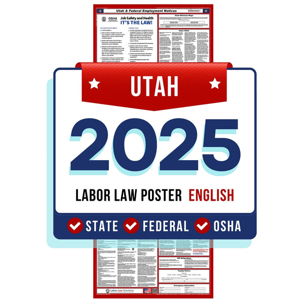Utah State and Federal Labor Law Poster 2025 - Non-Laminated Paper