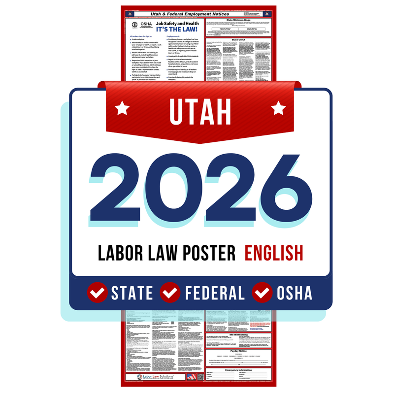 PREORDER 2026 - Utah State and Federal Labor Law Poster - Non-Laminated Paper