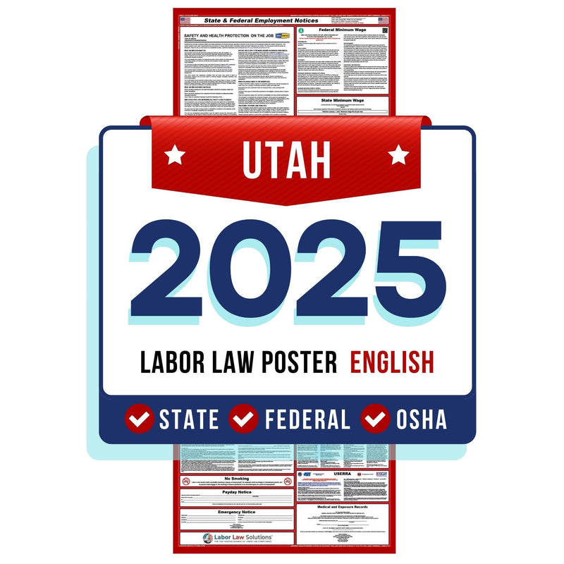 Utah State and Federal Labor Law Poster 2025 - Non-Laminated Paper