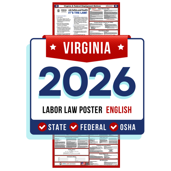 PREORDER 2026 - Virginia State and Federal Labor Law Poster - Non-Laminated Paper