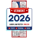 Vermont State and Federal Labor Law Poster - Non-Laminated Paper 2026